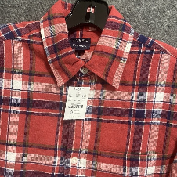J. Crew Other - NEW J Crew Flannel Shirt Mens‎ XS Red Plaid Long Sleeve Button Up Work Outdoor